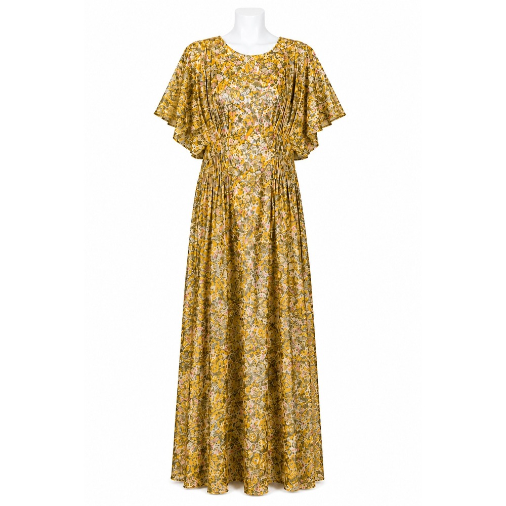 NWT Parker Dandelion Yellow Floral Maxi Dress Sz 6 Flutter Sleeve Boho Romantic